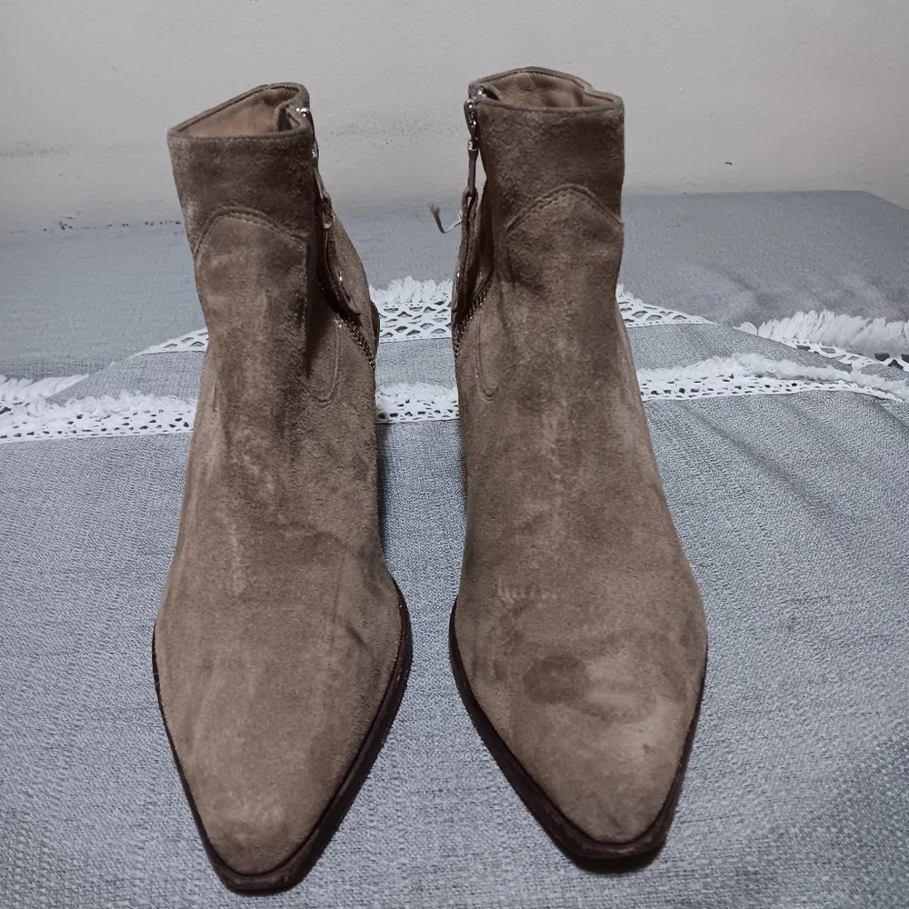 RAG & BONE Light Sand Suede Leather Zip Up Ankle Boots Womens Size 7